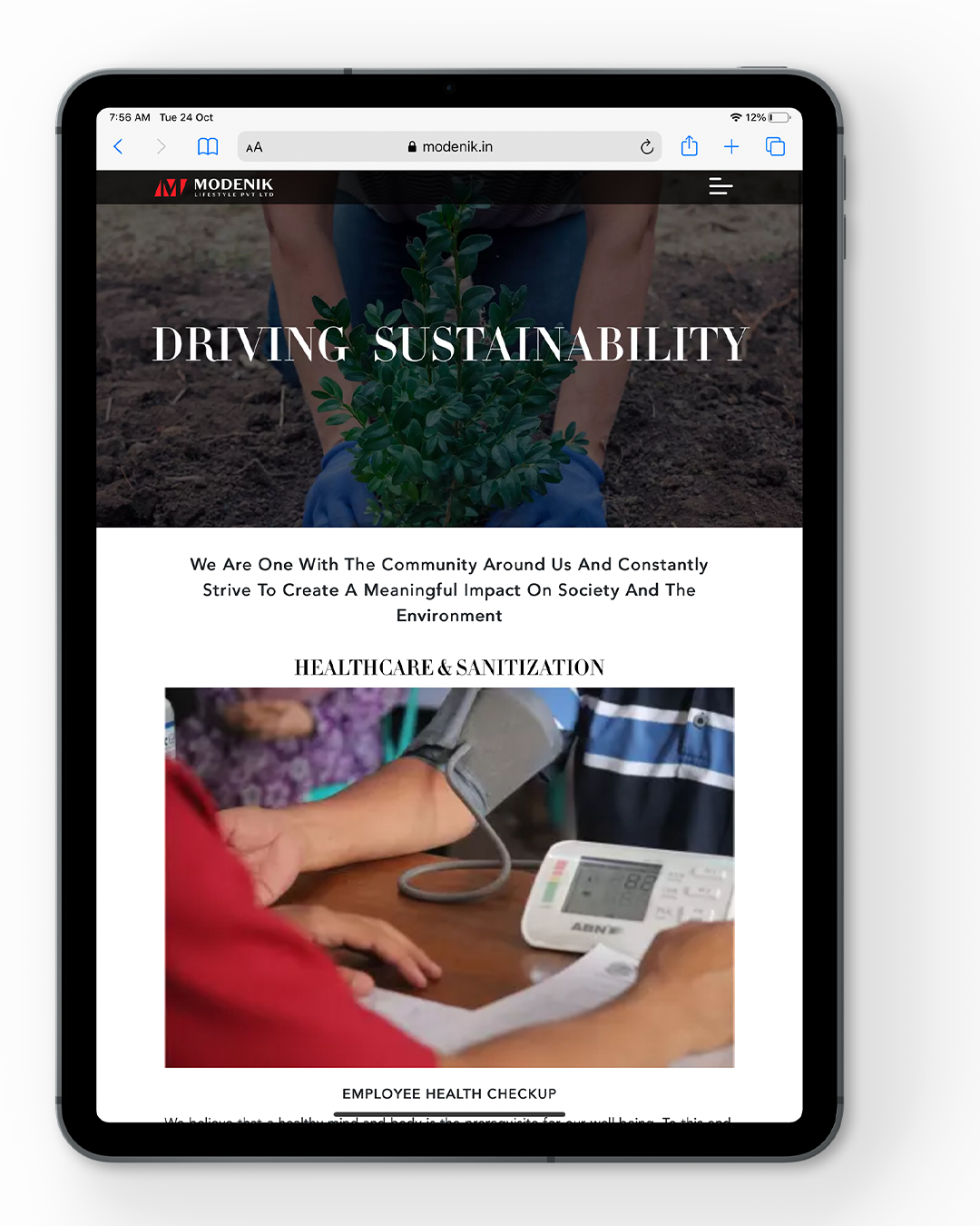 Website design by JUMPINGGOOSE highlighting sustainability, healthcare and sanitation initiatives through clean UX and responsive web design.